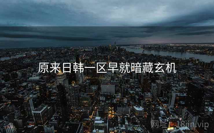 原来日韩一区早就暗藏玄机